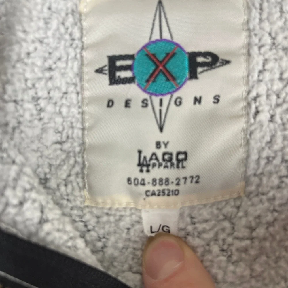 EXP Designs Full Zip Fleece‎ Sweater Men's L Gray Spekle Nautical Flags